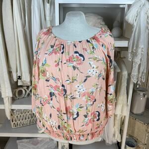 Hope & Harlow Woman sz. 2X peachy pink soft girl boat neck blouse classic #4217